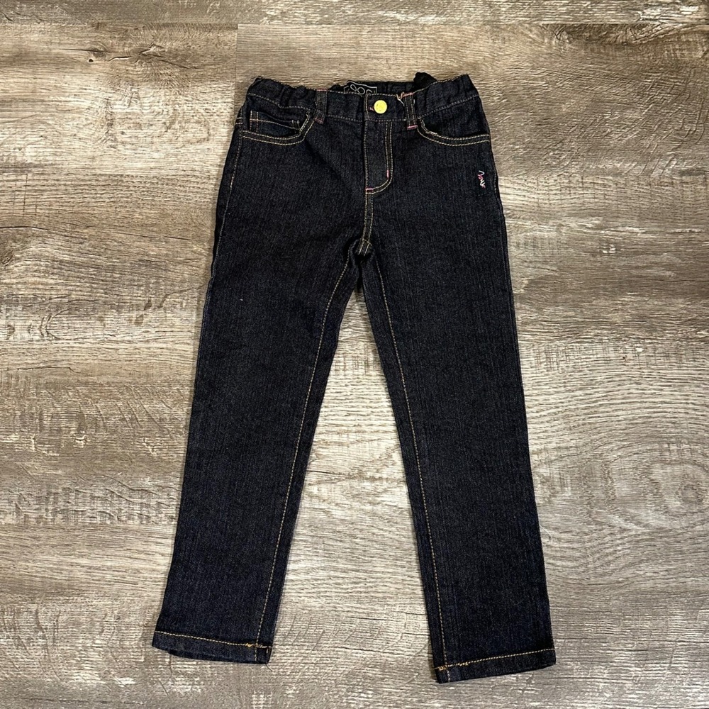 Coogi Kids Dark Wash Straight Leg Jeans Embroidered Logo Size 4 Adjustable Waist